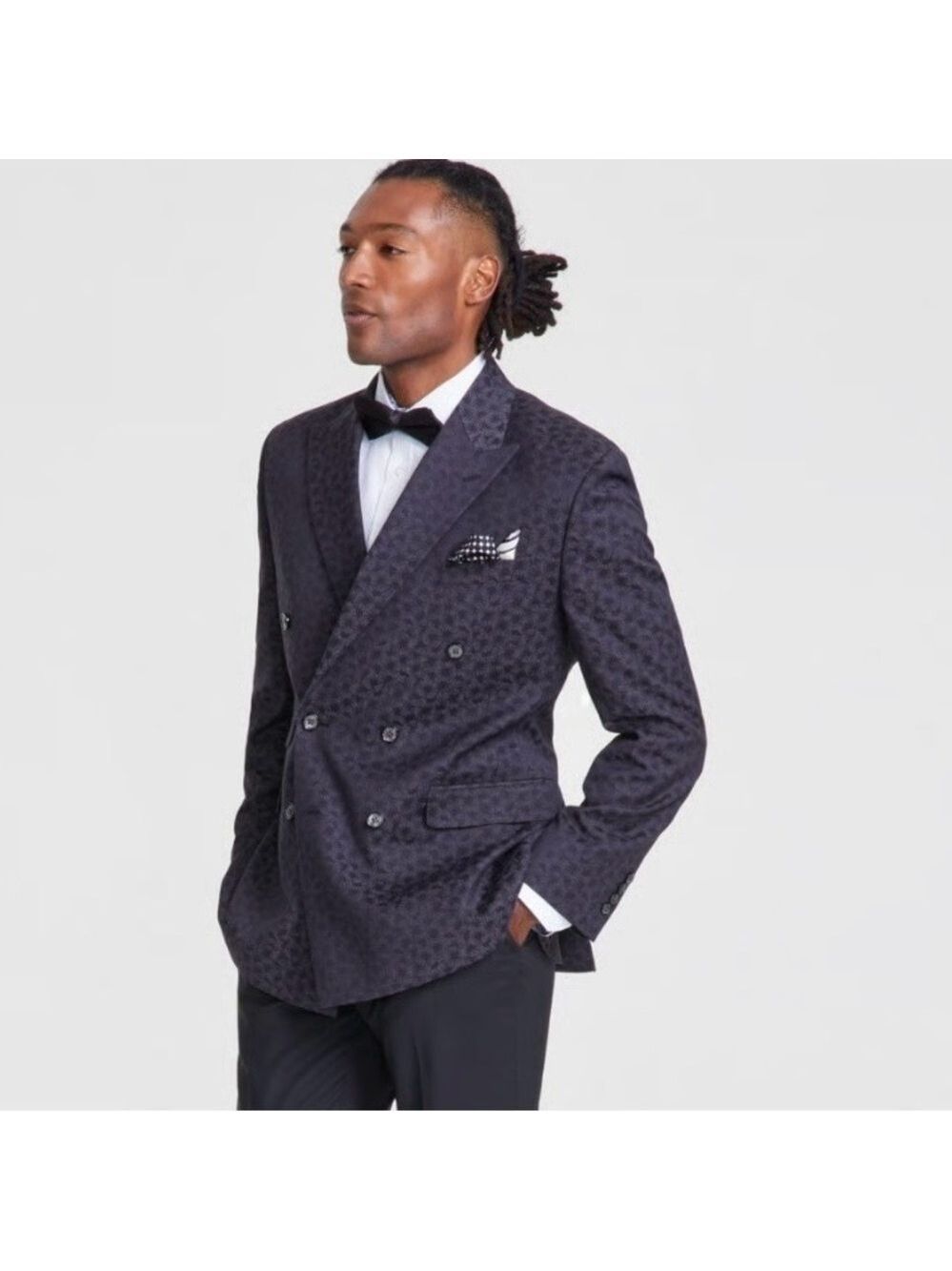 Tayion Men’s Blazer Sport Coat Jacket Double Breasted Patterned 42 Short